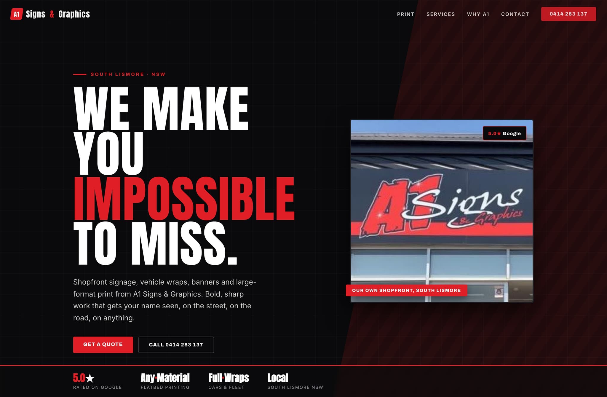 A1 Signs, Web Design project thumbnail