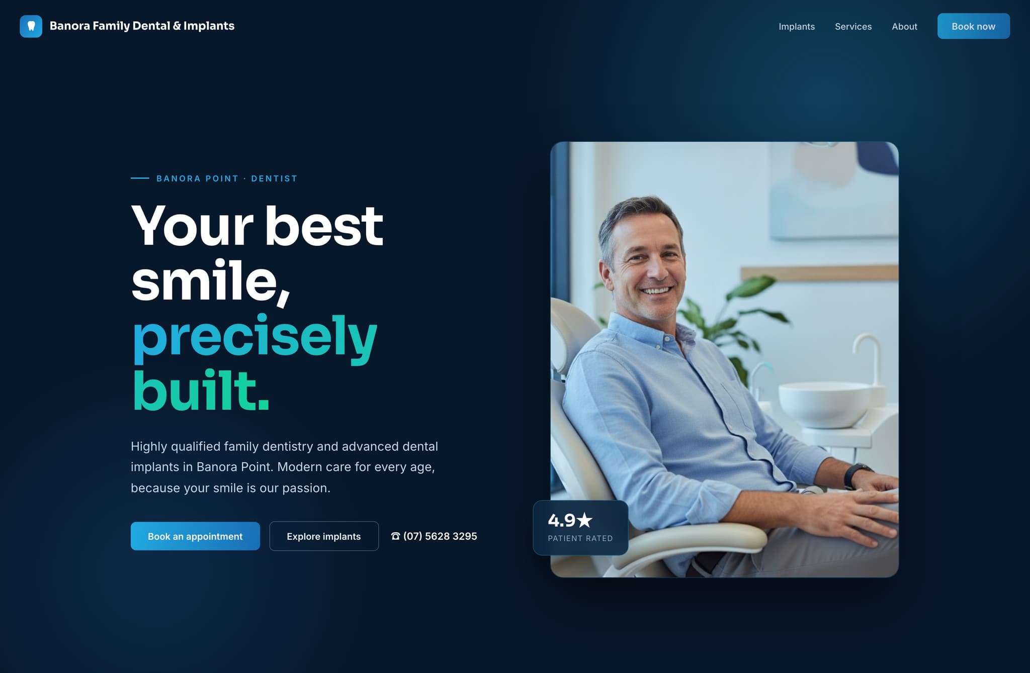 Banora Family Dental, Web Design project thumbnail