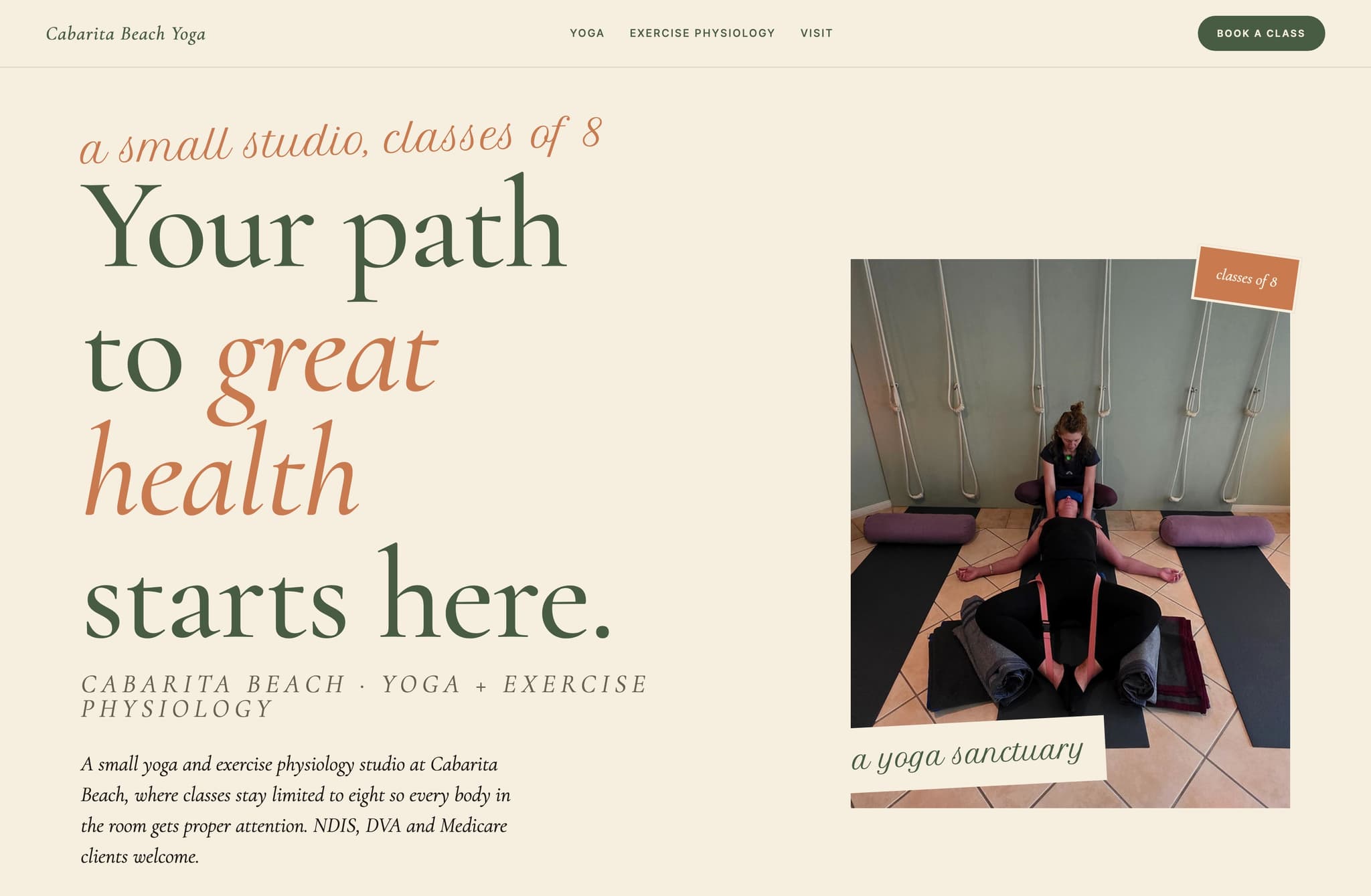 Cabarita Yoga, Web Design project thumbnail