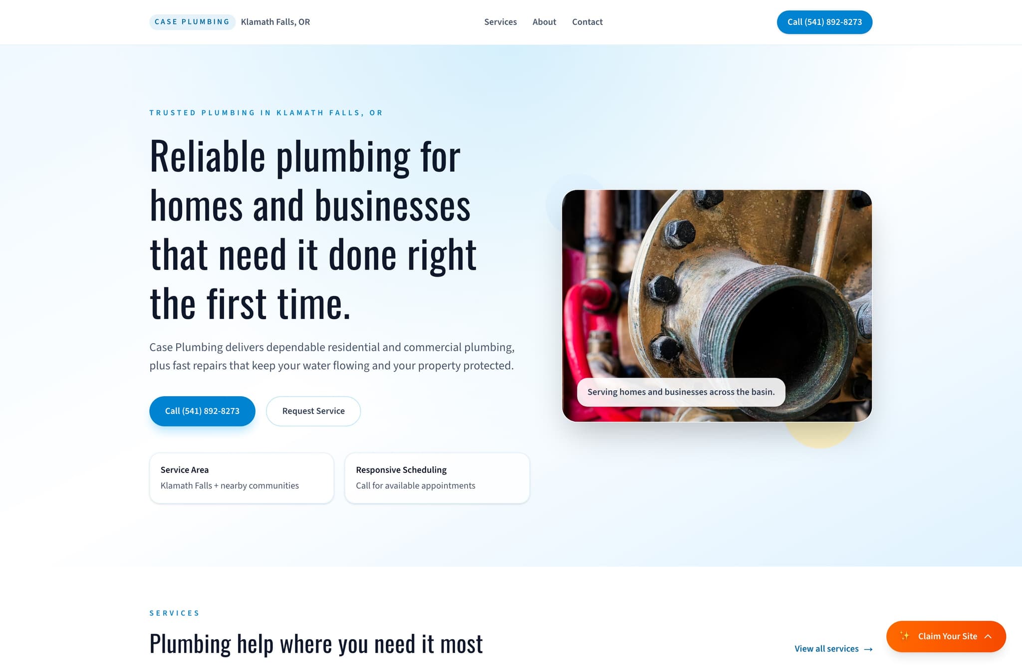 Case Plumbing, Web Design project thumbnail