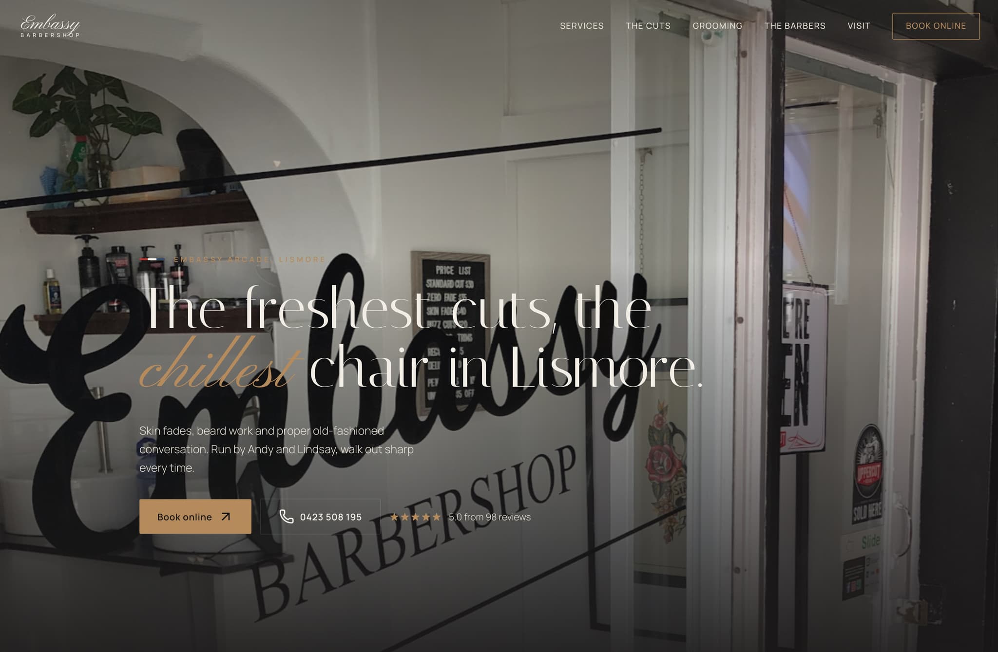 Embassy Barbershop website redesign