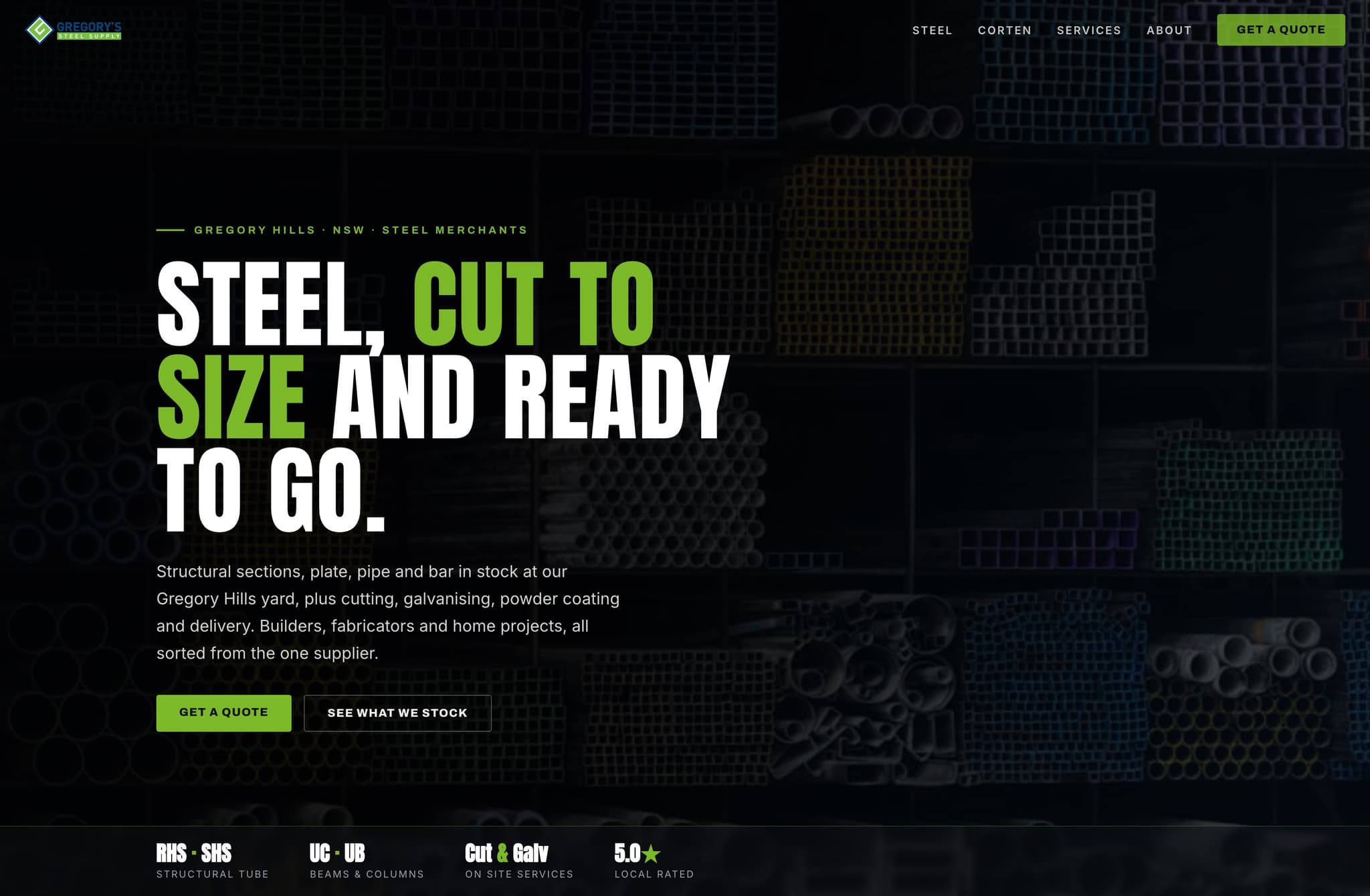 Gregorys Steel, Web Design project thumbnail