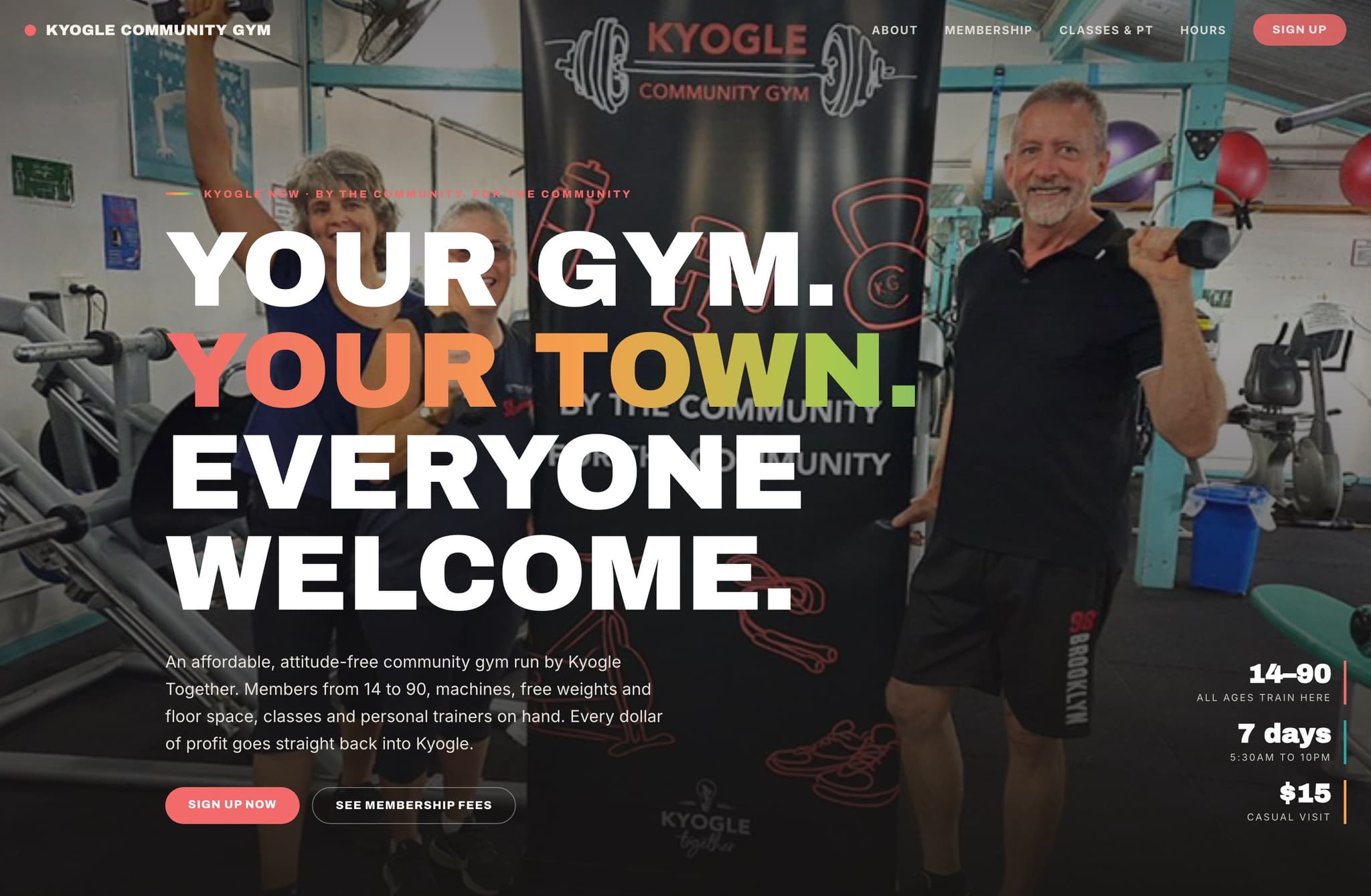 Kyogle Community GYM, Web Design project thumbnail