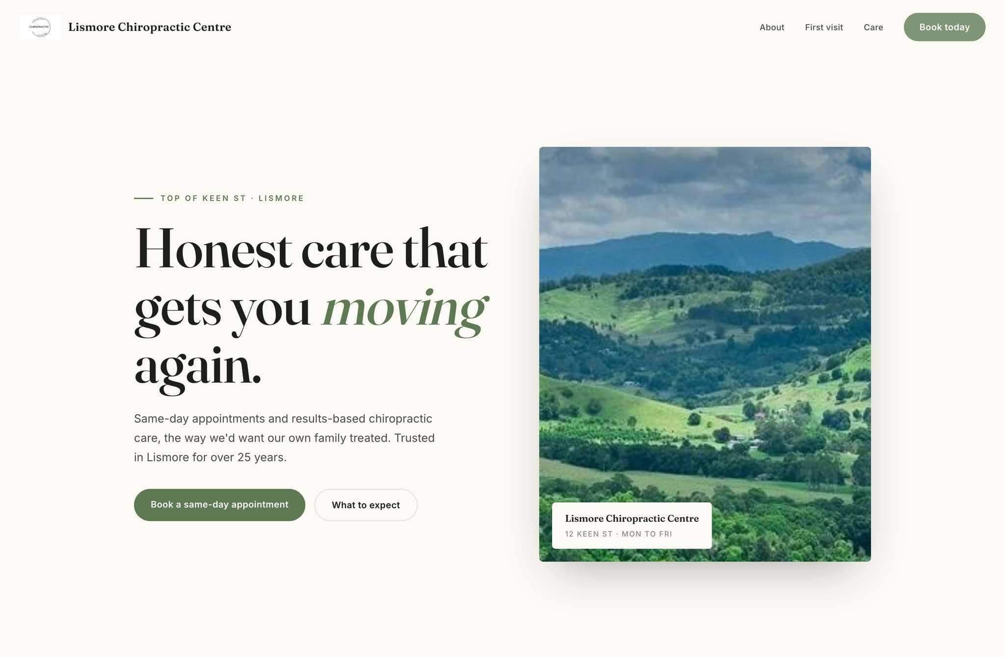 Lismore Chiropractic, Web Design project thumbnail