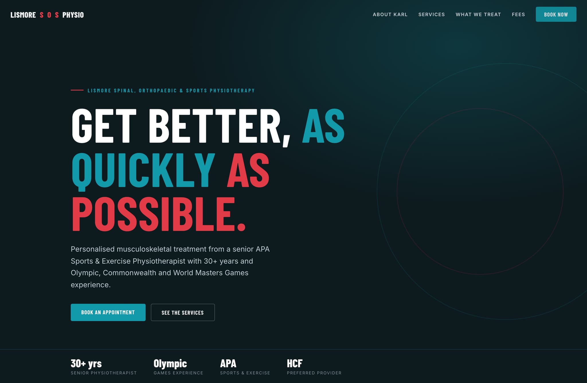Lismore Physiotherapy, Web Design project thumbnail