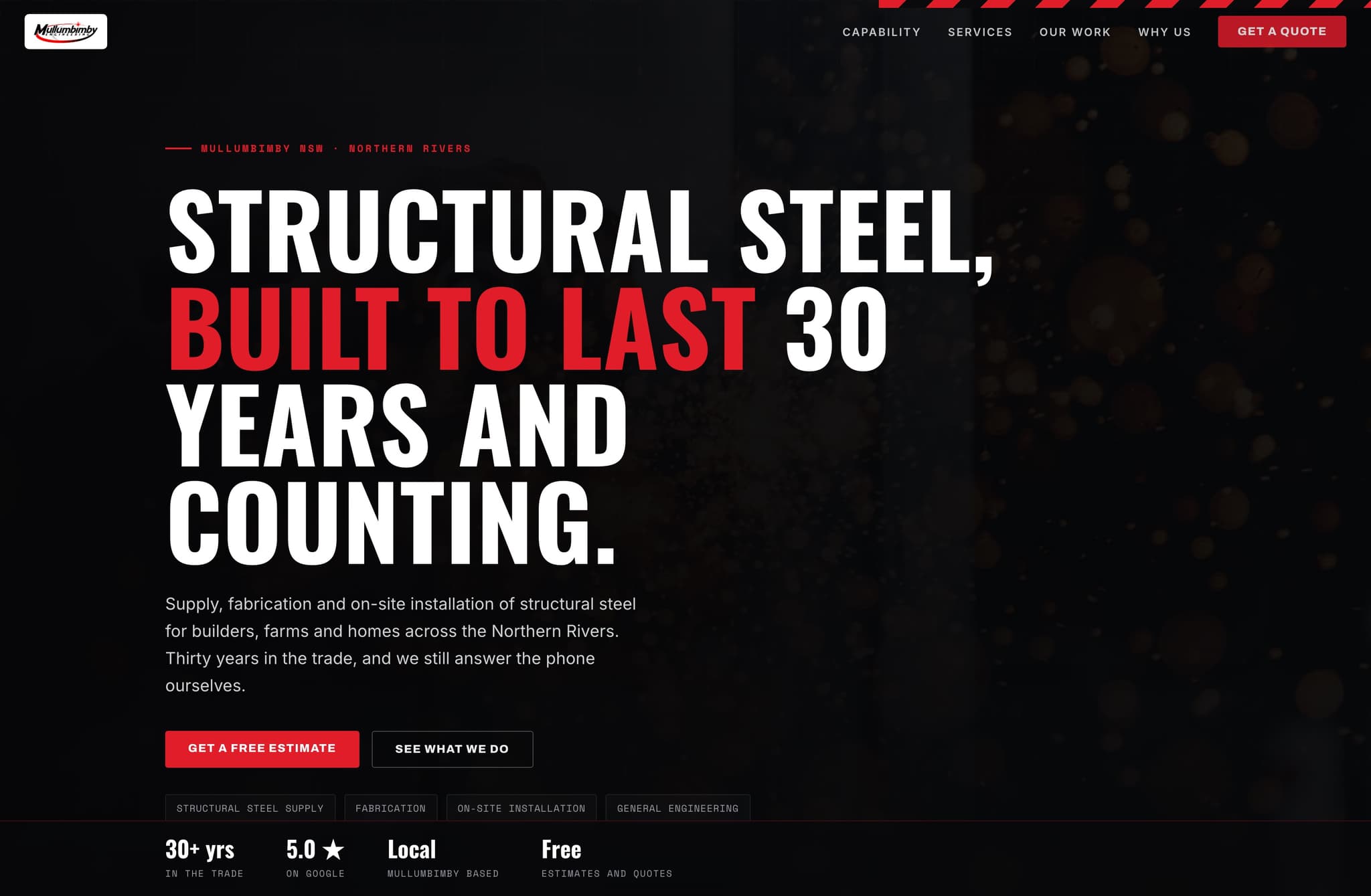 Mullumbimby Engineering, Web Design project thumbnail