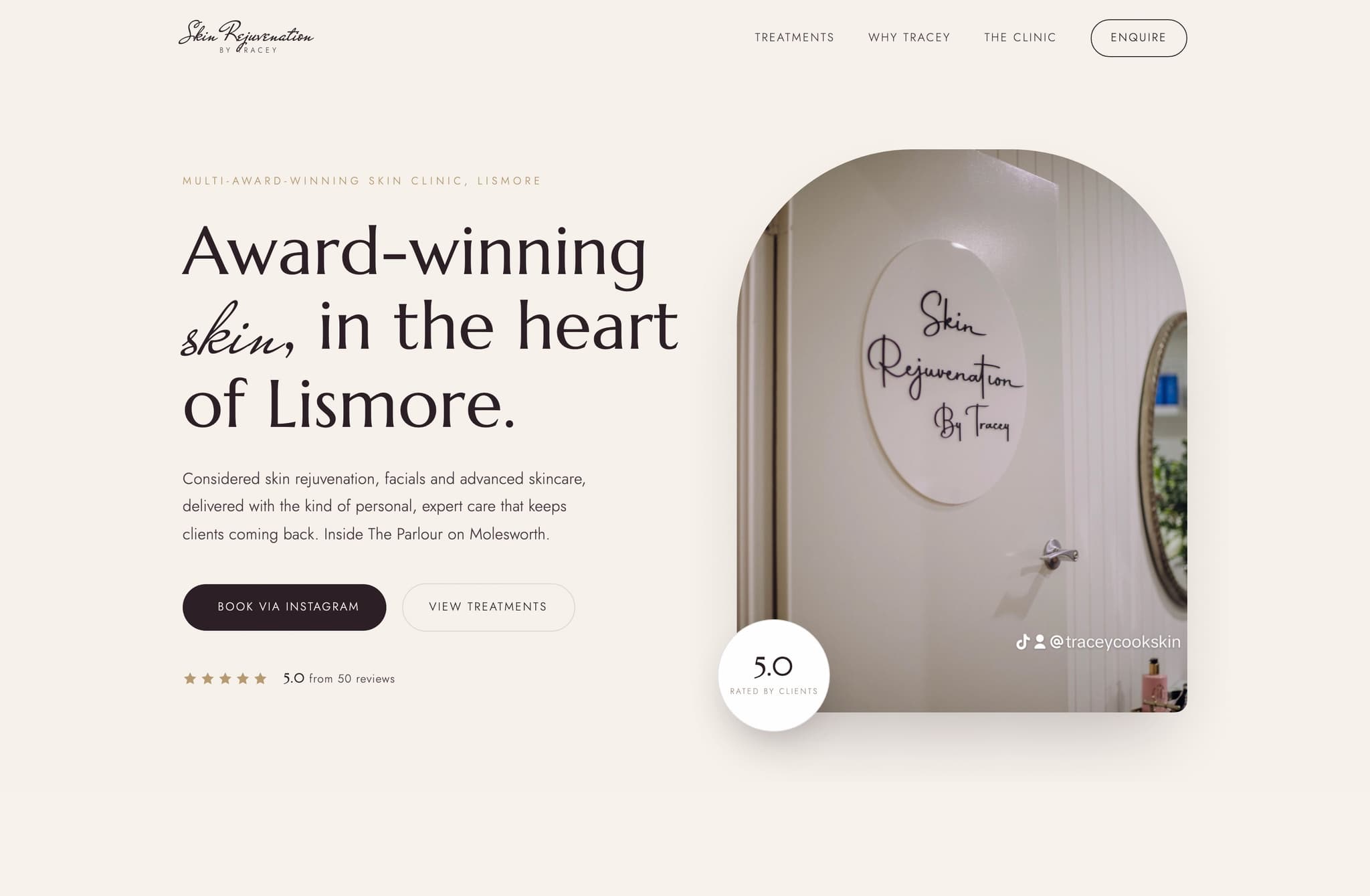 Skin Rejuvenation Tracey, Web Design project thumbnail