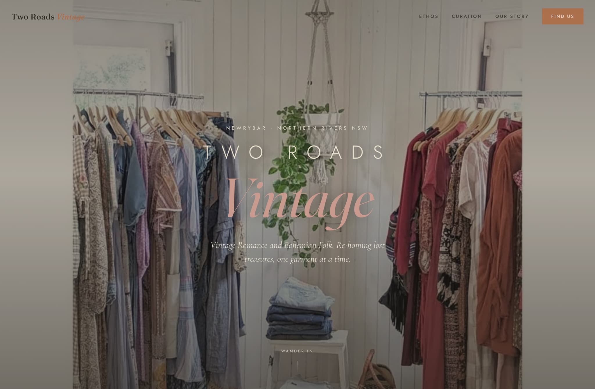 TWO Roads Vintage, Web Design project thumbnail