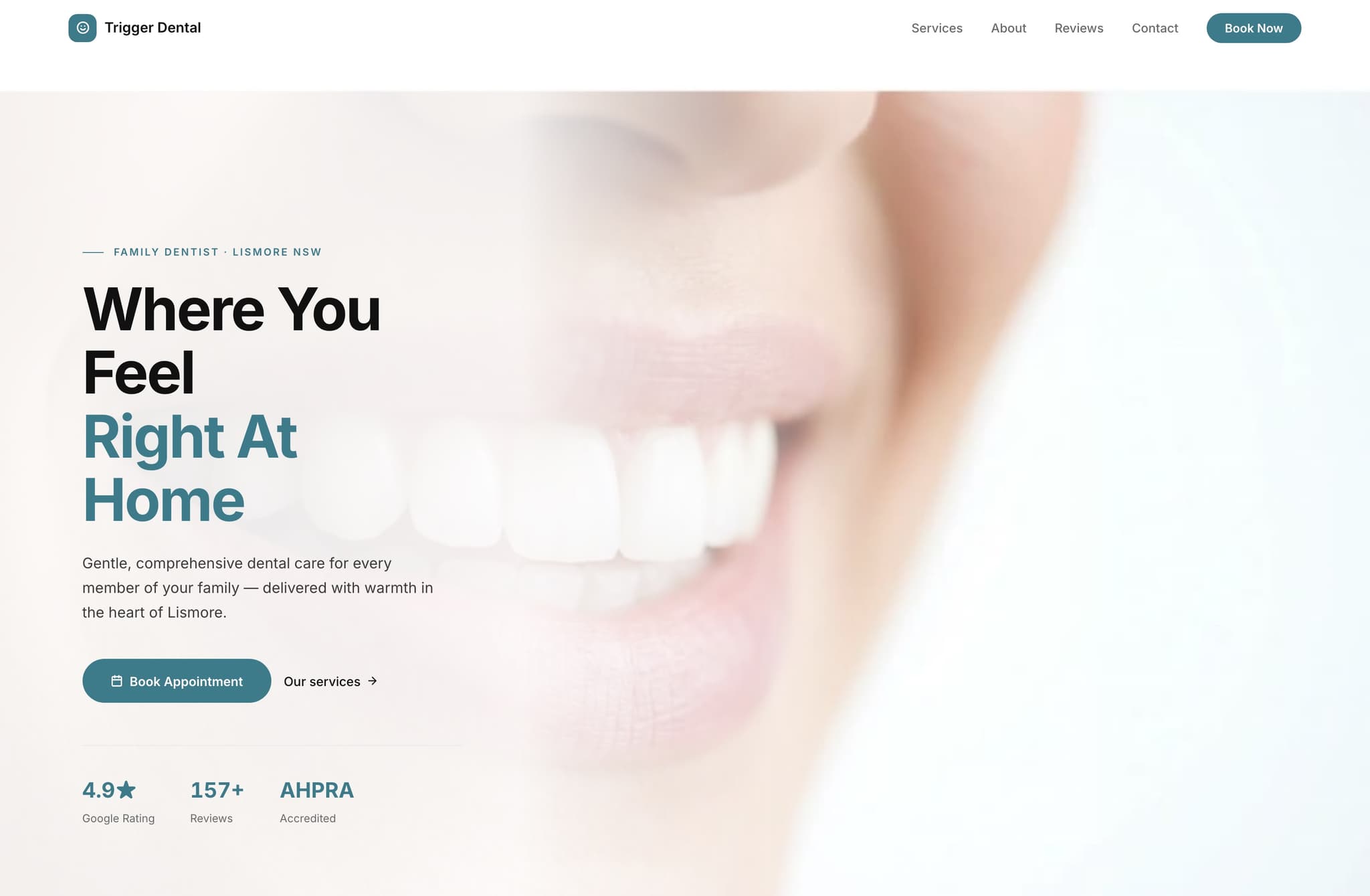 Trigger Dental Lismore, Web Design project thumbnail