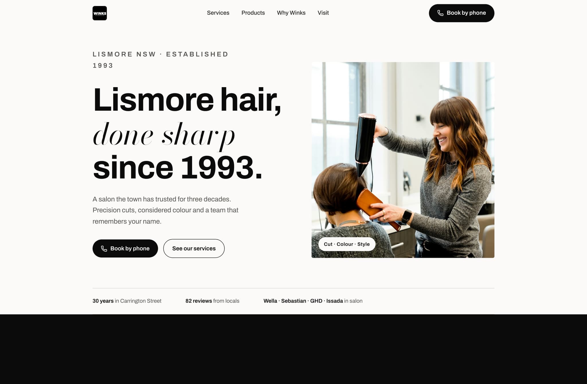 Winks Hairdressing, Web Design project thumbnail